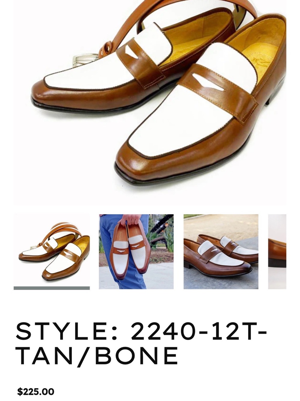 Carrucci 2240-12T-TAN/BONE Men’s Sz 11 Leather Loafers